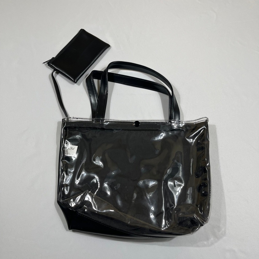 Designs on Travel Tote Bag Womens Medium Black Clear PVC N40247 Pouch